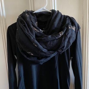 Black Infinity Scarf with Animal Printed Crosses